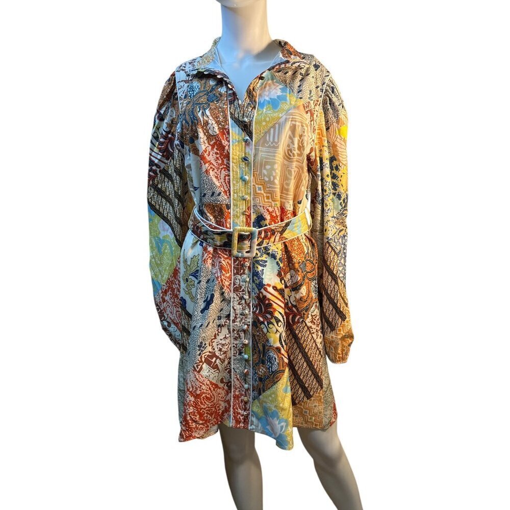 Dalia Macphee Multicolor Patchwork Button Down Sh… - image 1